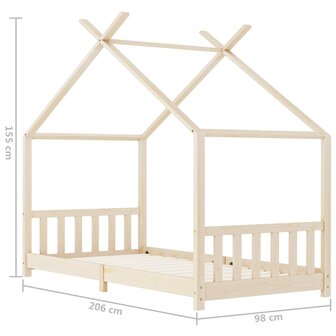 Kinderbedframe massief grenenhout 90x200 cm