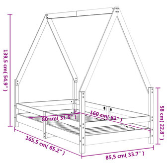 Kinderbedframe 80x160 cm massief grenenhout