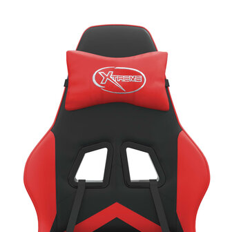 Gamestoel draaibaar met voetensteun kunstleer zwart en rood