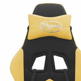 Gamestoel draaibaar met voetensteun kunstleer zwart &amp; goud