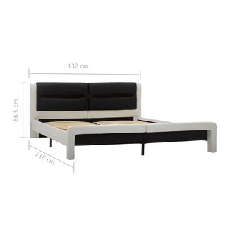 Bedframe met hoofdeinde Wit en zwart 120 x 200 cm Nep Leer