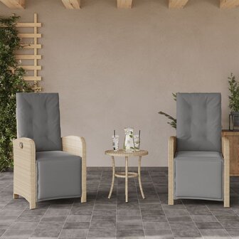 3-delige Bistroset met kussens poly rattan gemengd beige