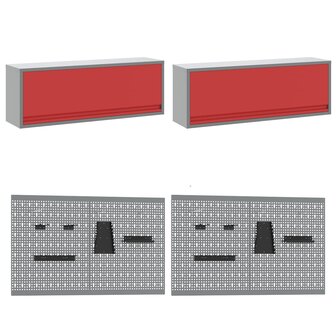 Werk kast met lade 10 pcs Rood Engineered hout en staal