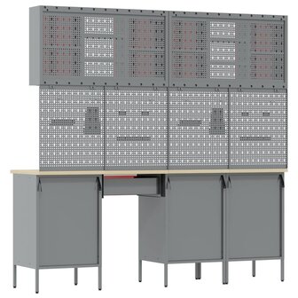 Werk kast met lade 10 pcs Rood Engineered hout en staal