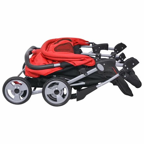 Tweelingwagen staal rood en zwart