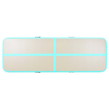 Gymnastiekmat met pomp opblaasbaar 300x100x10 cm PVC groen