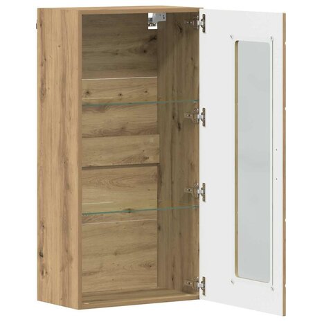Wandkast artisanaal eikenkleurig 55 x 29 x 100 cm Bewerkt hout