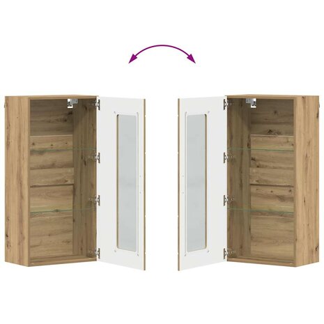 Wandkast artisanaal eikenkleurig 55 x 29 x 100 cm Bewerkt hout