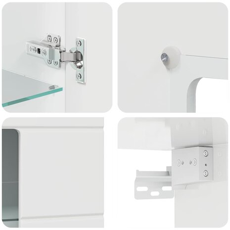 Wandkast met plank Hoogglans wit 55 x 29 x 100 cm Bewerkt hout