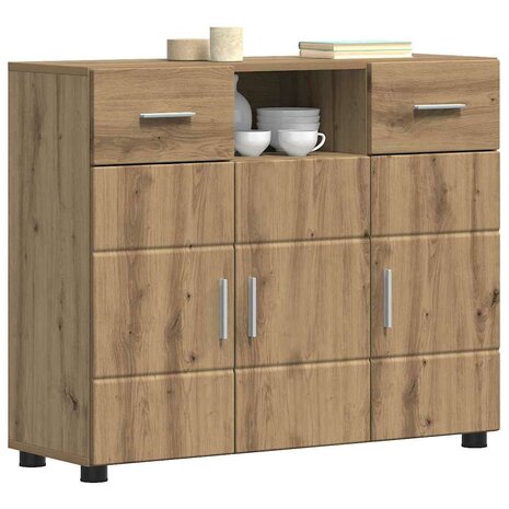 Dressoir met lade artisanaal eikenkleurig 88,5 x 30,5 x 73 cm