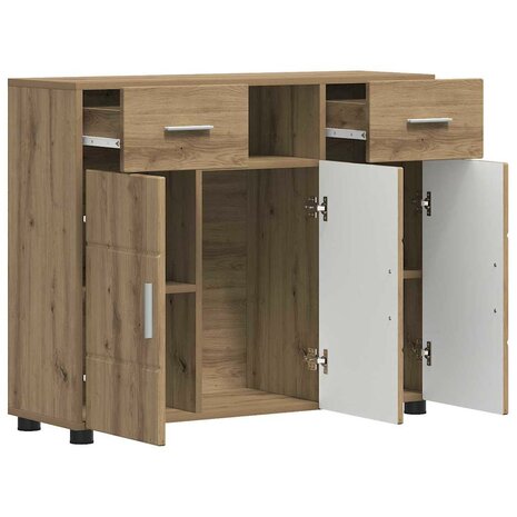Dressoir met lade artisanaal eikenkleurig 88,5 x 30,5 x 73 cm
