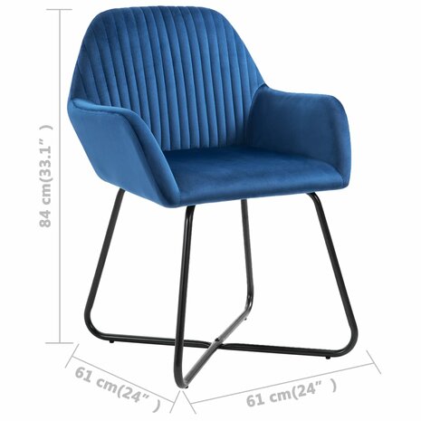 Eetkamerstoelen 2 st fluweel blauw