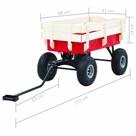 Tuinwagen 150 kg rood