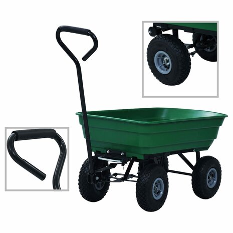 Tuinkiepwagen 300 kg 75L groen