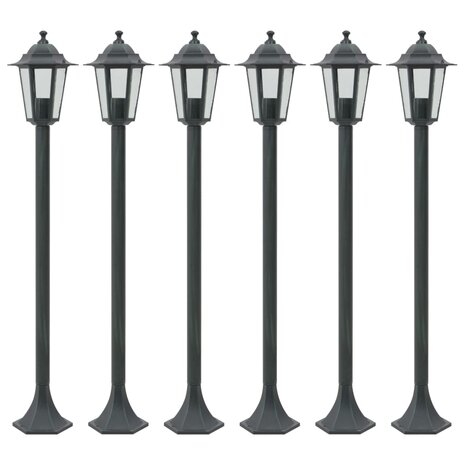 Paalverlichting voor tuin E27 110 cm aluminium donkergroen 6 st