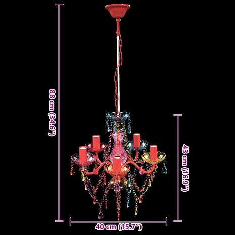 Flerfarget Lysekrone 5 P&aelig;rer Multikleur