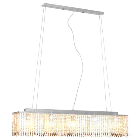Plafondlamp met kristallen kralen 104 cm zilverkleurig