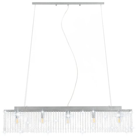 Plafondlamp met kristallen kralen 104 cm zilverkleurig