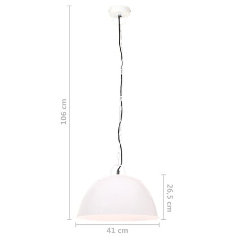 Hanglamp industrieel vintage rond 25 W E27 41 cm wit