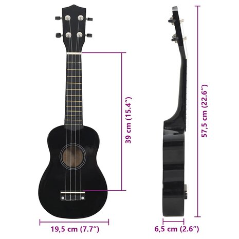Ukuleleset met tas voor kinderen sopraan 23'' zwart