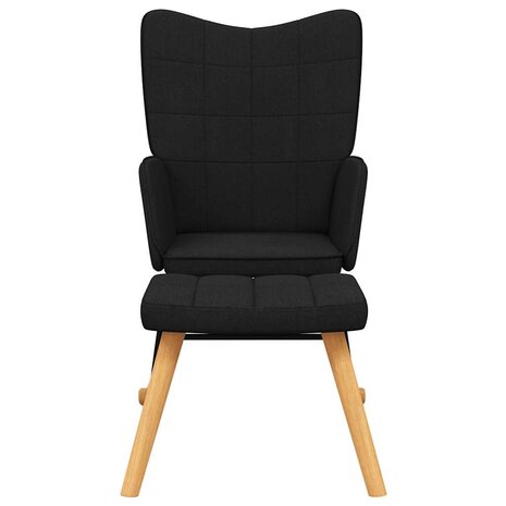 Schommelstoel met voetenbank stof zwart