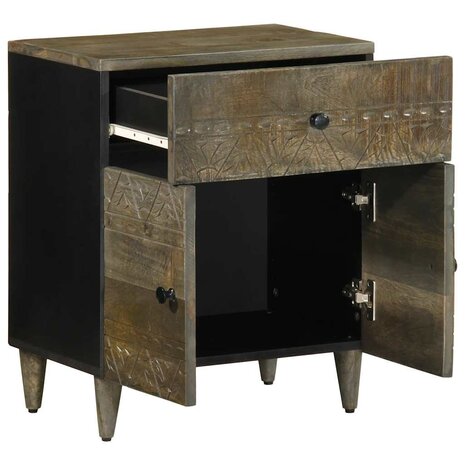 Nachtkastje 50x33x60 cm massief mangohout lichtgrijs