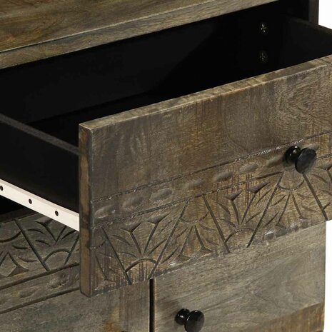 Nachtkastje 50x33x60 cm massief mangohout lichtgrijs