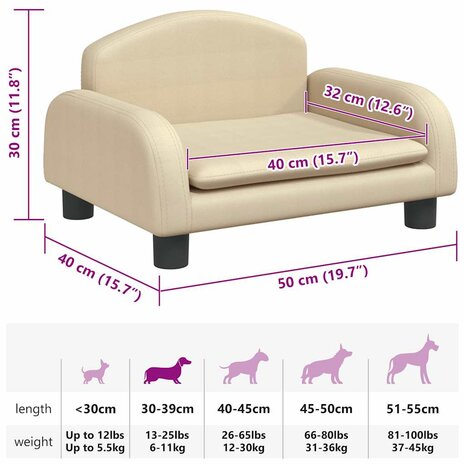 Hondenmand 50x40x30 cm stof cr&egrave;mekleurig