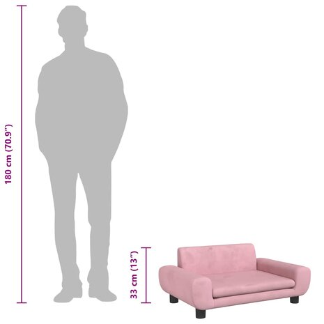 Hondenmand 70x45x33 cm fluweel roze