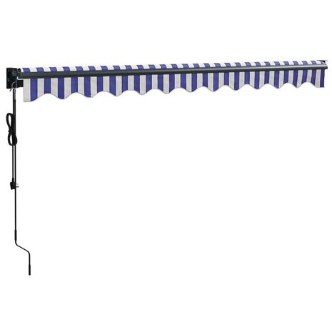 Luifel elektrisch uitschuifbaar 3,5x2,5 m blauw en wit