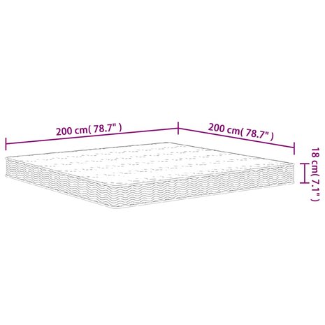 Binnenveringmatras middelhard 200x200 cm King Size