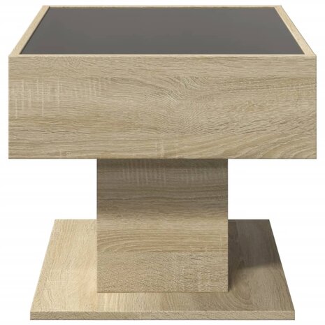 Salontafel met LED 70x50x45 cm bewerkt hout sonoma eikenkleurig