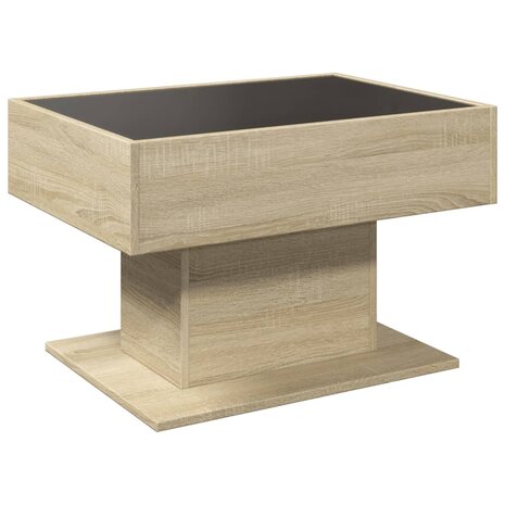 Salontafel met LED 70x50x45 cm bewerkt hout sonoma eikenkleurig
