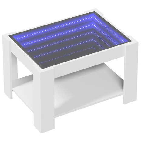 Salontafel met LED 73x53x45 cm bewerkt hout wit