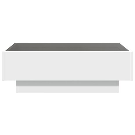 Salontafel met LED 90x50x30 cm bewerkt hout wit
