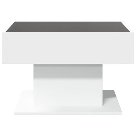 Salontafel met LED 70x50x45 cm bewerkt hout wit