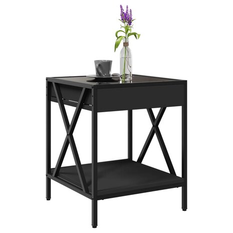 Salontafel met Infinity LED 40x40x49 cm zwart