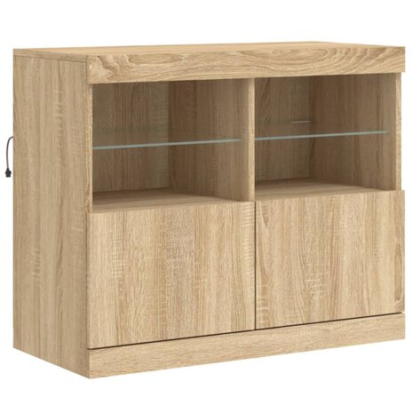 Dressoir met LED-verlichting 283x37x67 cm sonoma eikenkleurig