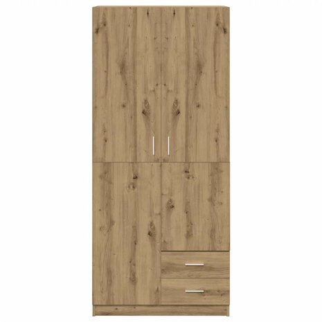 Kledingkast 80x52x180 cm bewerkt hout artisanaal eikenkleurig