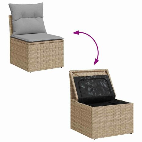 Tuin Sofa Set met kussen met opslag 12 pcs beige en lichtgrijs