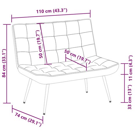 Bankje 110x74x84 cm fluweel donkergrijs