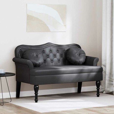 Chesterfield Bank met kussen Zwart 120,5 x 65 x 75 cm Nep Leer