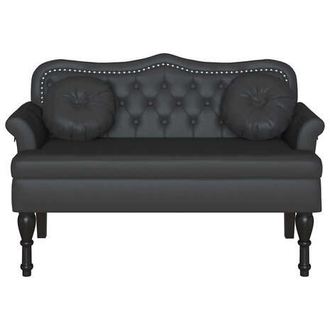 Chesterfield Bank met kussen Zwart 120,5 x 65 x 75 cm Nep Leer