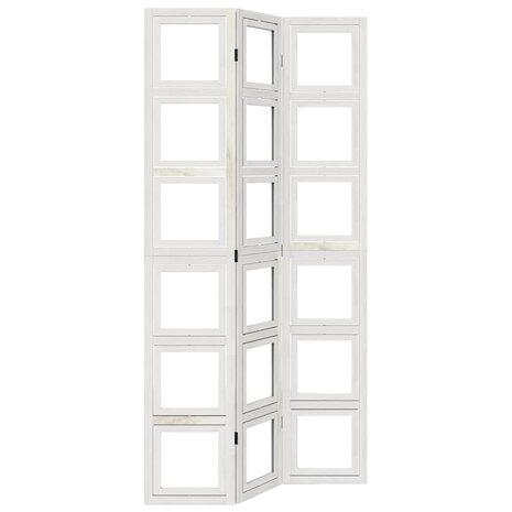 Kamerscherm met 3 panelen massief paulowniahout wit