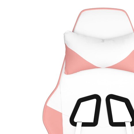 Gamestoel kunstleer wit en roze