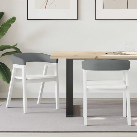 Eettafelstoelen 2 pcs Wit 54 x 57 x 73 cm Massief rubberhout