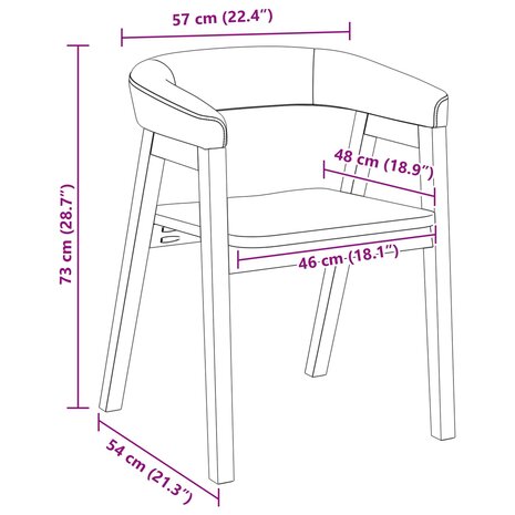 Eettafelstoelen 2 pcs Wit 54 x 57 x 73 cm Massief rubberhout