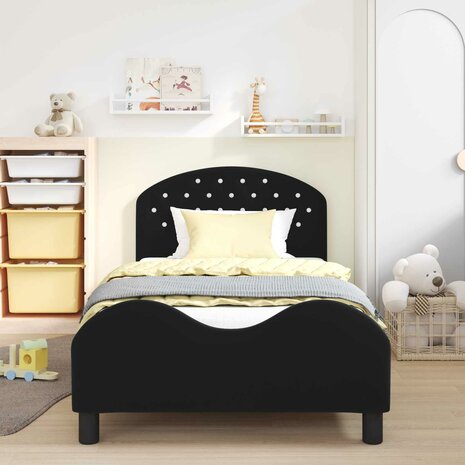Bedframe voor kinderen met hoofdbord Zwart 90 x 190 cm Fluweel