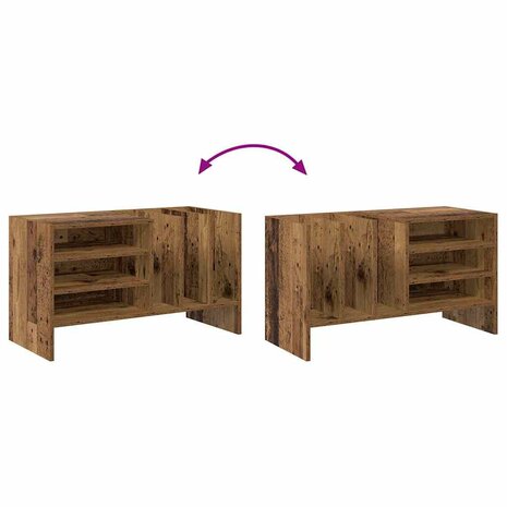 Platenkast met plank Oudhout 78.5 x 35 x 45 cm Bewerkt hout