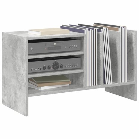 Platenkast met plank Beton Grijs 78.5 x 35 x 45 cm Bewerkt hout